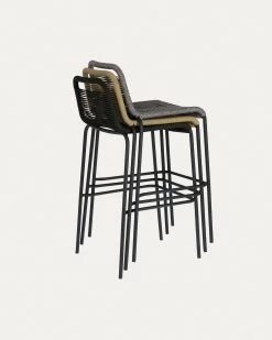 Lambton Stackable Stool In Brown Rope And Black Finish Steel 74 Cm | Kave Home 21 Lambton Stackable Stool In Brown Rope And Black Finish Steel 74 Cm | Kave Home -Quality Furniture Store CC5115J11 1V04