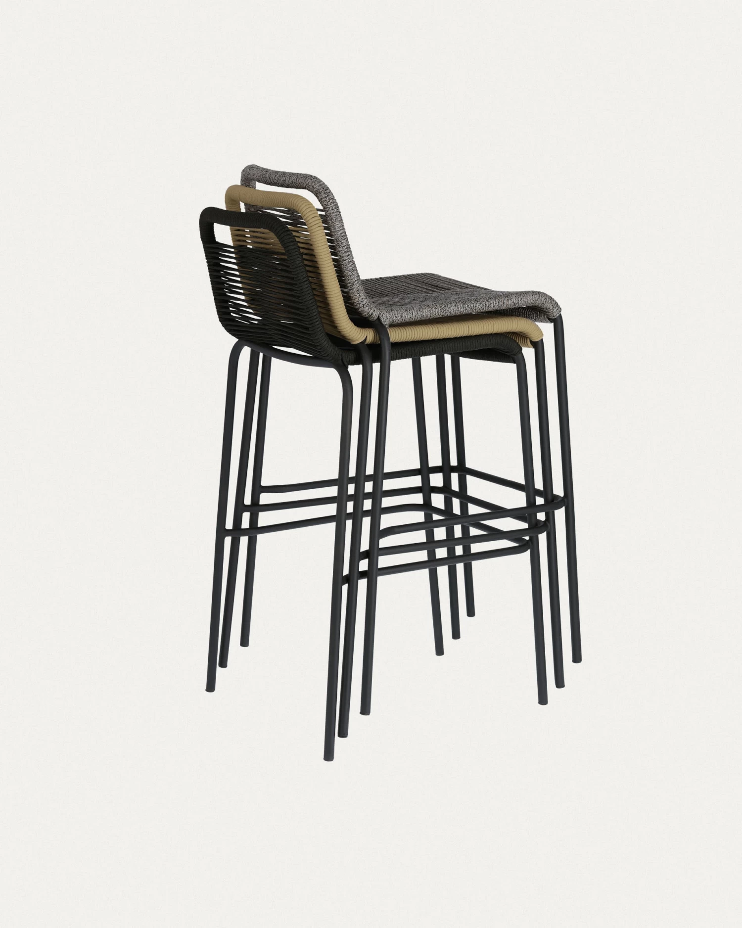 Lambton Stackable Stool In Brown Rope And Black Finish Steel 74 Cm | Kave Home 12 Lambton Stackable Stool In Brown Rope And Black Finish Steel 74 Cm | Kave Home - Image 10