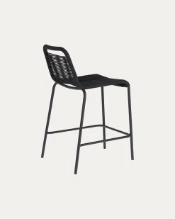 Lambton Stackable Stool In Black Rope And Black Finish Steel 62 Cm | Kave Home -Quality Furniture Store CC5116J01 1V03