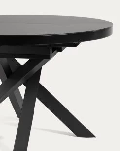 Vashti Extendable Round Glass Table With Steel Legs With Black Finish à 120 (160) Cm | Kave Home 13 Vashti Extendable Round Glass Table With Steel Legs With Black Finish à 120 (160) Cm | Kave Home -Quality Furniture Store CC5166C01 1D01
