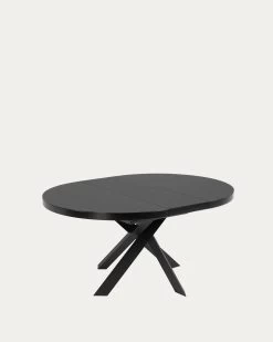 Vashti Extendable Round Glass Table With Steel Legs With Black Finish à 120 (160) Cm | Kave Home 15 Vashti Extendable Round Glass Table With Steel Legs With Black Finish à 120 (160) Cm | Kave Home -Quality Furniture Store CC5166C01 1V02