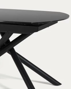 Yodalia Extendable Glass Table With Steel Legs With Black Finish 130 (190) X 100 Cm | Kave Home -Quality Furniture Store CC5179C01 1D01