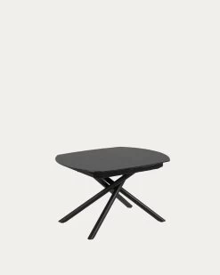Yodalia Extendable Glass Table With Steel Legs With Black Finish 130 (190) X 100 Cm | Kave Home