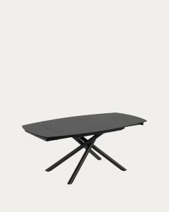 Yodalia Extendable Glass Table With Steel Legs With Black Finish 130 (190) X 100 Cm | Kave Home -Quality Furniture Store CC5179C01 1V02