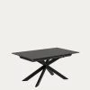 Atminda Extendable Glass Table With Steel Legs With Black Finish 160 (210) X 90 Cm | Kave Home