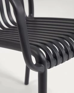 Isabellini Stackable Outdoor Chair In Black | Kave Home -Quality Furniture Store CC5195S01 1D01