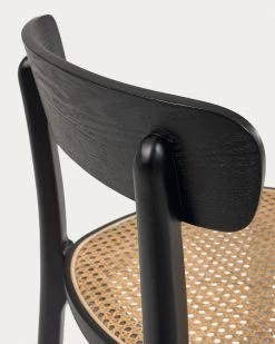 Romane Chair In Solid Beech With Black Finish Ash Veneer And Rattan | Kave Home 15 Romane Chair In Solid Beech With Black Finish Ash Veneer And Rattan | Kave Home -Quality Furniture Store CC5201M01 1D02