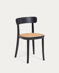Romane Chair In Solid Beech With Black Finish Ash Veneer And Rattan | Kave Home