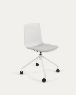 Ralfi White Desk Chair With Light Grey Seat | Kave Home