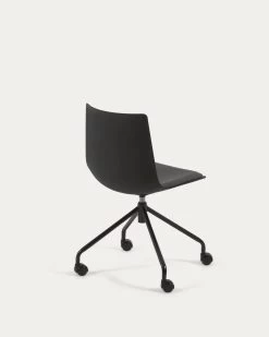 Ralfi Black Desk Chair With Black Seat | Kave Home -Quality Furniture Store CC5209VD15 1V03