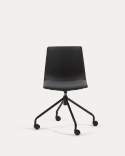 Ralfi Black Desk Chair With Black Seat | Kave Home -Quality Furniture Store CC5209VD15 1V04