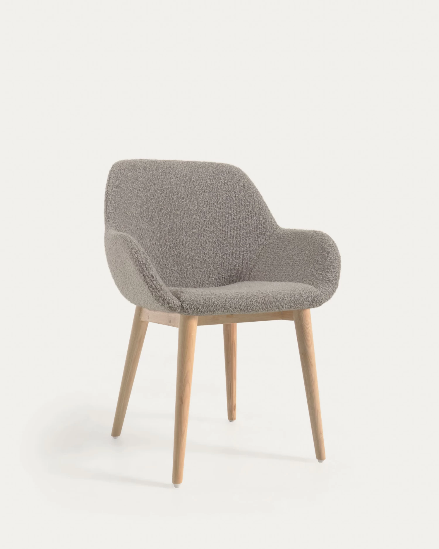 Konna Chair In Grey Fleece With Solid Ash Wood Legs In A Natural Finish | Kave Home 3 Konna Chair In Grey Fleece With Solid Ash Wood Legs In A Natural Finish | Kave Home