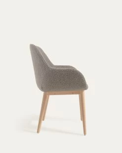 Konna Chair In Grey Fleece With Solid Ash Wood Legs In A Natural Finish | Kave Home 16 Konna Chair In Grey Fleece With Solid Ash Wood Legs In A Natural Finish | Kave Home -Quality Furniture Store CC5212J14 1V02