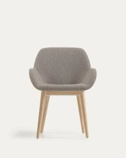 Konna Chair In Grey Fleece With Solid Ash Wood Legs In A Natural Finish | Kave Home 18 Konna Chair In Grey Fleece With Solid Ash Wood Legs In A Natural Finish | Kave Home -Quality Furniture Store CC5212J14 1V04
