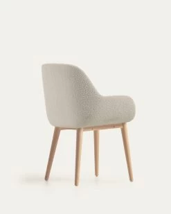 Konna Chair In White Fleece With Solid Ash Wood Legs In A Natural Finish | Kave Home -Quality Furniture Store CC5212J33 1V03