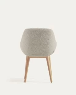 Konna Chair In White Fleece With Solid Ash Wood Legs In A Natural Finish | Kave Home -Quality Furniture Store CC5212J33 1V05