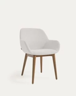 Konna Chair In Beige With Solid Ash Wood Legs In A Dark Finish | Kave Home