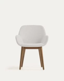 Konna Chair In Beige With Solid Ash Wood Legs In A Dark Finish | Kave Home -Quality Furniture Store CC5212KY12 1V04
