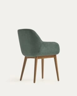 Konna Chair In Green With Solid Ash Wood Legs In A Dark Finish | Kave Home -Quality Furniture Store CC5212KY19 1V03