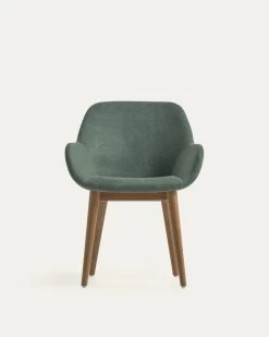 Konna Chair In Green With Solid Ash Wood Legs In A Dark Finish | Kave Home -Quality Furniture Store CC5212KY19 1V04