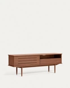 Carolin Walnut Wood Veneer Single Door & Drawer TV Stand, 180 X 63.5 Cm