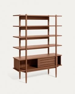 Carolin In Veneered Walnut Shelf Unit 130 X 169 Cm | Kave Home -Quality Furniture Store CC5218M41 1V02