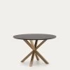 Argo Round Ã 119 Cm Black Laquered DM Table With Steel Legs With Wood-effect Finish | Kave Home -Quality Furniture Store CC6020M01 1V01
