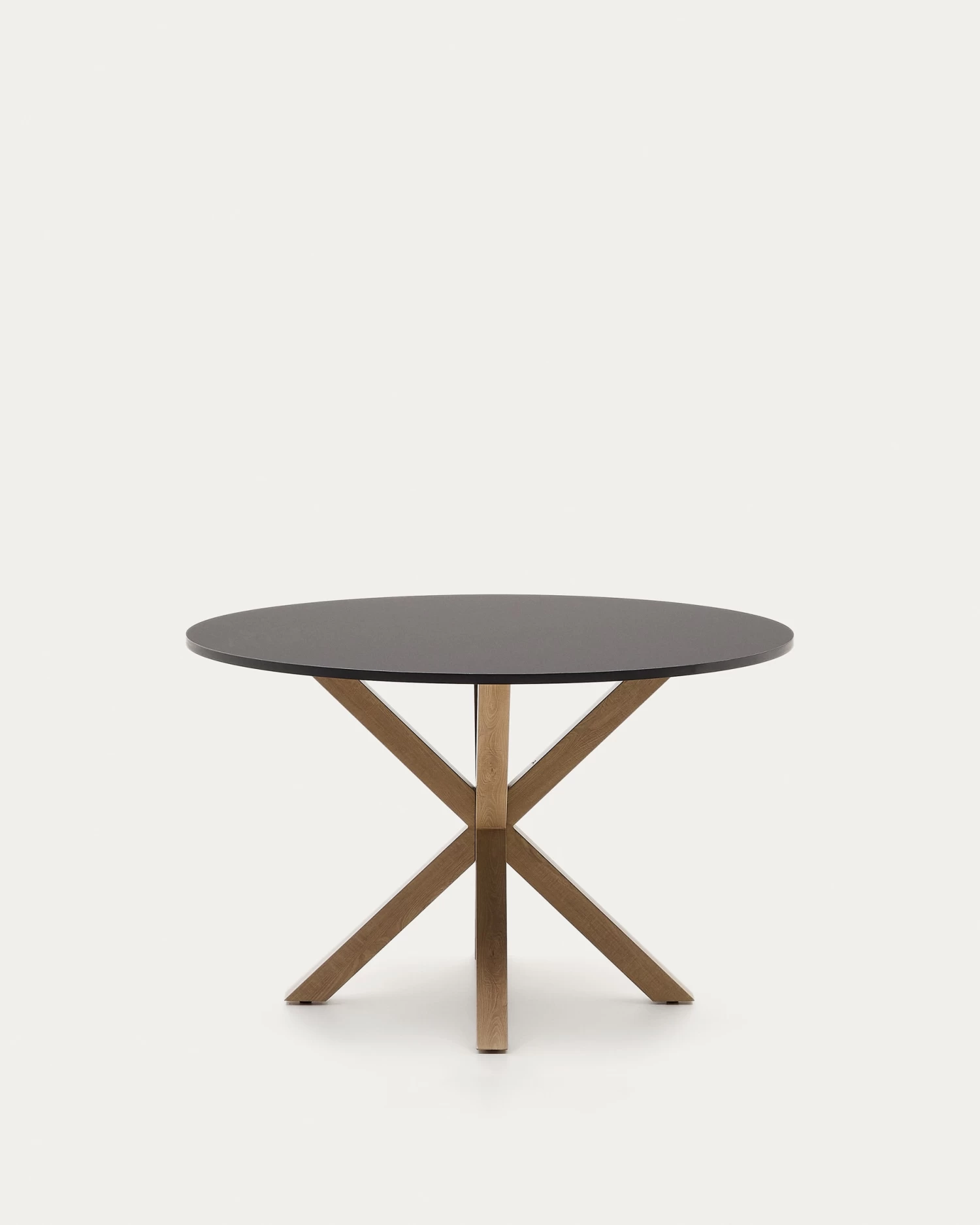 Argo Round à 119 Cm Black Laquered DM Table With Steel Legs With Wood-effect Finish | Kave Home 8 Argo Round à 119 Cm Black Laquered DM Table With Steel Legs With Wood-effect Finish | Kave Home - Image 6