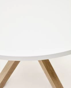 Argo Round à 119 Cm White Melamine Table With Steel Legs With Wood-effect Finish | Kave Home 10 Argo Round à 119 Cm White Melamine Table With Steel Legs With Wood-effect Finish | Kave Home -Quality Furniture Store CC6020M05 1D01