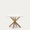 Argo Round Ã 119 Cm White Melamine Table With Steel Legs With Wood-effect Finish | Kave Home