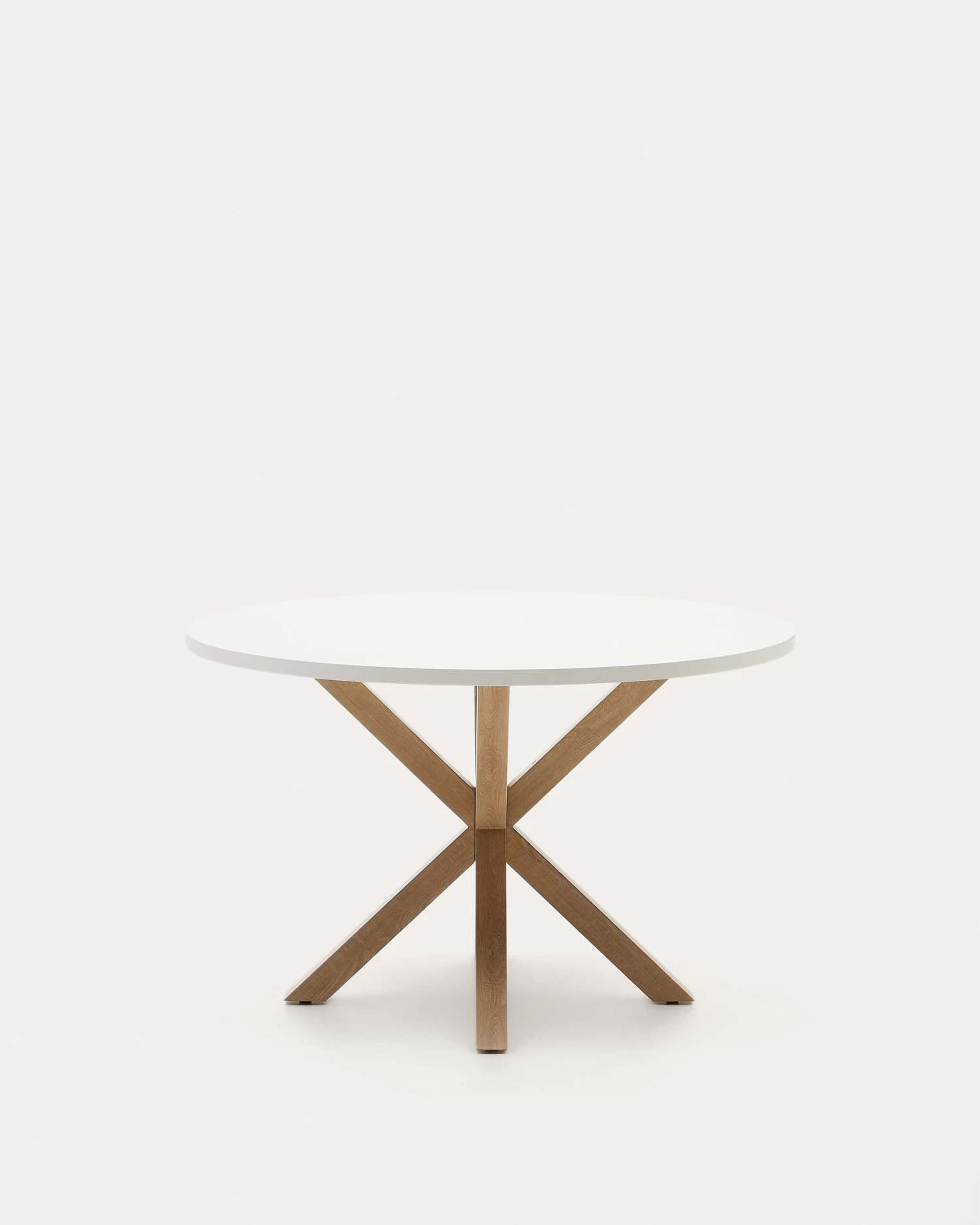 Argo Round à 119 Cm White Melamine Table With Steel Legs With Wood-effect Finish | Kave Home 8 Argo Round à 119 Cm White Melamine Table With Steel Legs With Wood-effect Finish | Kave Home - Image 6