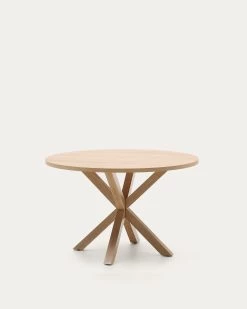 Argo Round à 119 Cm Natural Melamine Table With Steel Legs With Wood-effect Finish | Kave Home