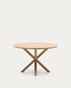 Argo Round Ã 119 Cm Natural Melamine Table With Steel Legs With Wood-effect Finish | Kave Home -Quality Furniture Store CC6020M46 1V02