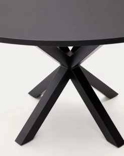 Argo Round Ã 119 Cm Black Laquered DM Table With Steel Legs In Black | Kave Home -Quality Furniture Store CC6021M01 1D02