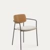 Maureen Stackable Chair With Oak Veneer In Natural Finish And Metal In Black Finish | Kave Home -Quality Furniture Store CC6028KY12 1V01