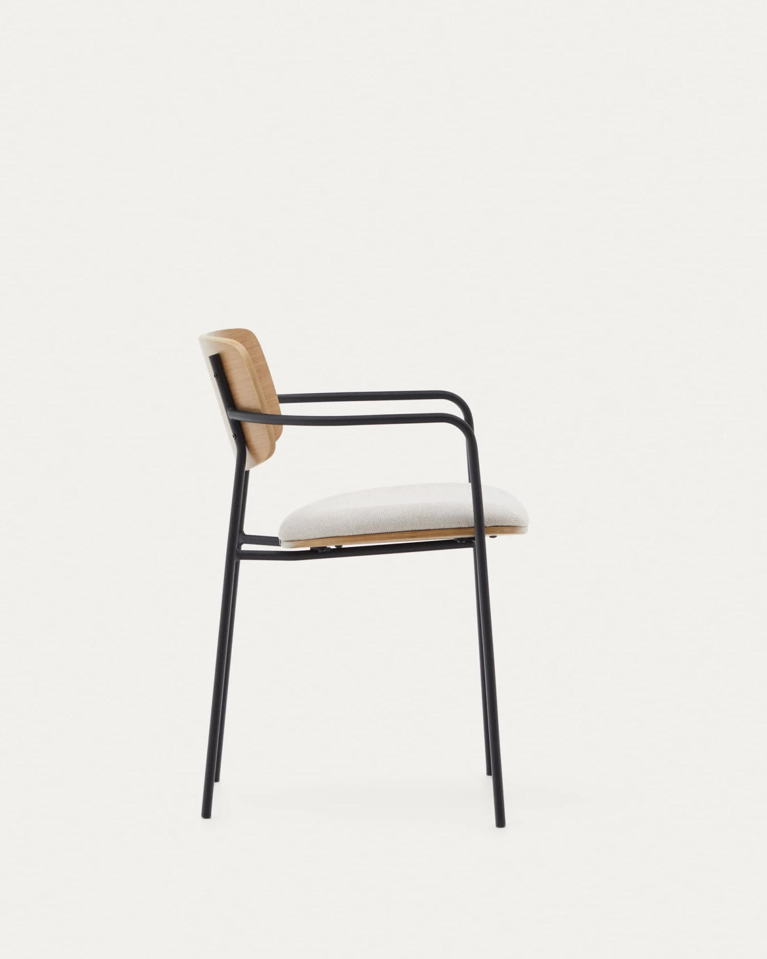 Maureen Stackable Chair With Oak Veneer In Natural Finish And Metal In Black Finish | Kave Home 8 Maureen Stackable Chair With Oak Veneer In Natural Finish And Metal In Black Finish | Kave Home - Image 6