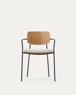 Maureen Stackable Chair With Oak Veneer In Natural Finish And Metal In Black Finish | Kave Home 20 Maureen Stackable Chair With Oak Veneer In Natural Finish And Metal In Black Finish | Kave Home -Quality Furniture Store CC6028KY12 1V04