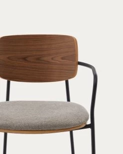 Maureen Stackable Chair With Walnut Veneer In Natural Finish And Metal In Black Finish -Quality Furniture Store CC6028KY85 1D01