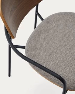 Maureen Stackable Chair With Walnut Veneer In Natural Finish And Metal In Black Finish -Quality Furniture Store CC6028KY85 1D02