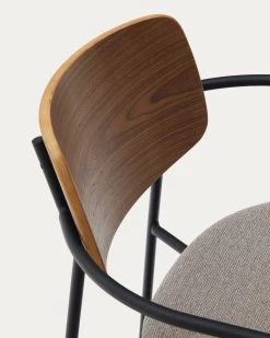 Maureen Stackable Chair With Walnut Veneer In Natural Finish And Metal In Black Finish -Quality Furniture Store CC6028KY85 1D03