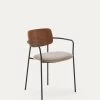 Maureen Stackable Chair With Walnut Veneer In Natural Finish And Metal In Black Finish