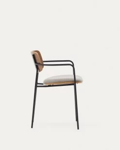 Maureen Stackable Chair With Walnut Veneer In Natural Finish And Metal In Black Finish -Quality Furniture Store CC6028KY85 1V02