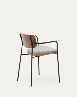 Maureen Stackable Chair With Walnut Veneer In Natural Finish And Metal In Black Finish -Quality Furniture Store CC6028KY85 1V03