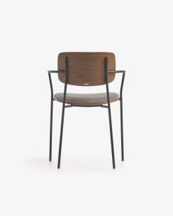 Maureen Stackable Chair With Walnut Veneer In Natural Finish And Metal In Black Finish -Quality Furniture Store CC6028KY85 1V05