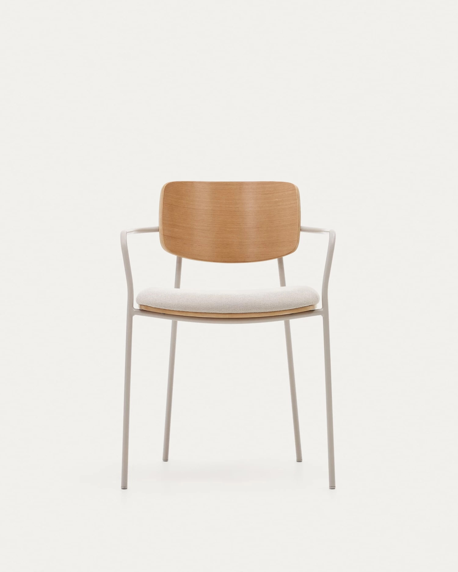 Maureen Stackable Chair In Natural Oak Veneer With Beige Legs | Kave Home 11 Maureen Stackable Chair In Natural Oak Veneer With Beige Legs | Kave Home - Image 9