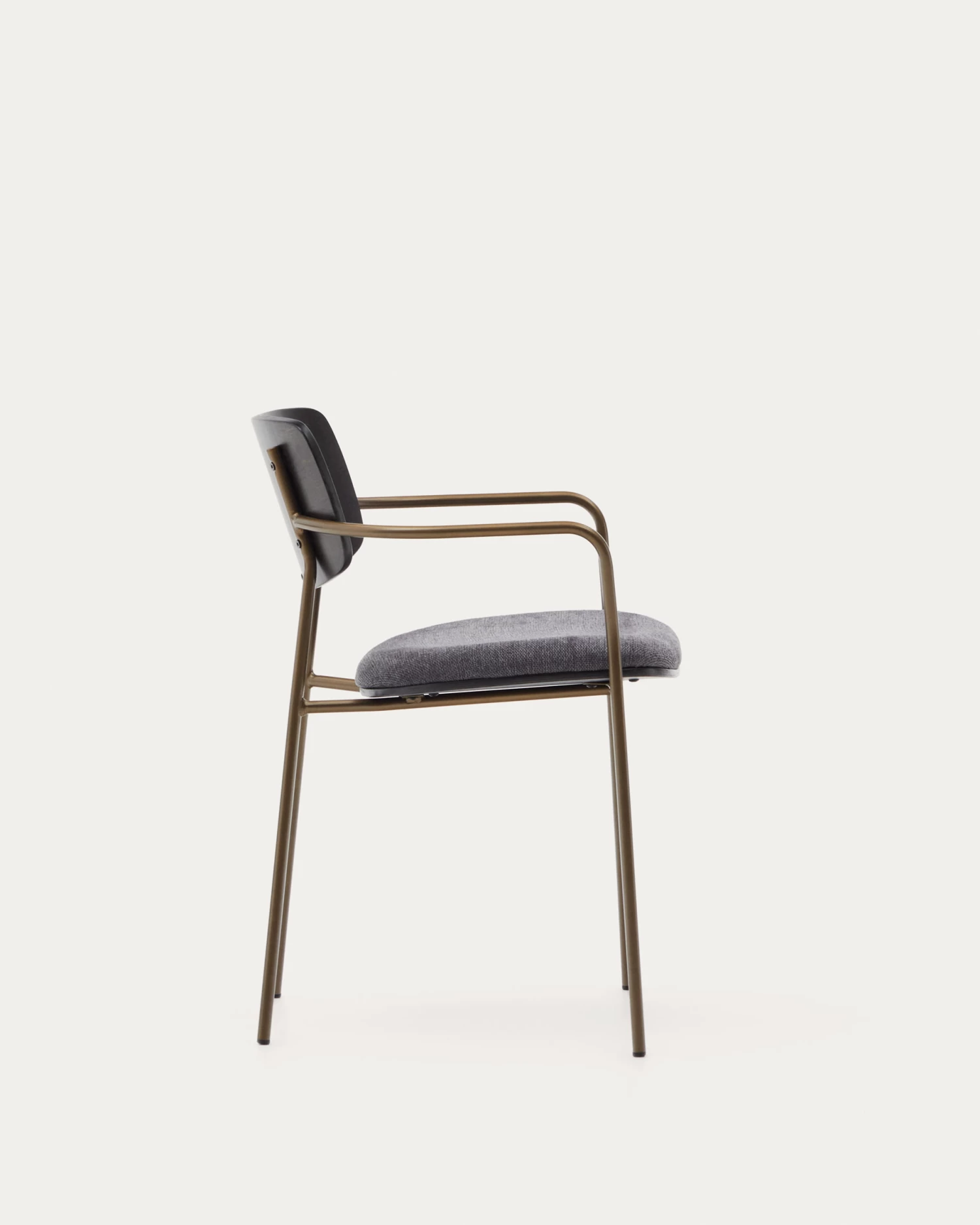 Maureen Stackable Chair With Ash Veneer In Dark Finish And Metal In Brass Finish 7 Maureen Stackable Chair With Ash Veneer In Dark Finish And Metal In Brass Finish - Image 5