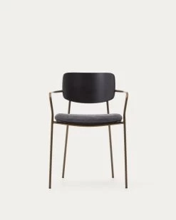 Maureen Stackable Chair With Ash Veneer In Dark Finish And Metal In Brass Finish 18 Maureen Stackable Chair With Ash Veneer In Dark Finish And Metal In Brass Finish -Quality Furniture Store CC6029KY15 1V04