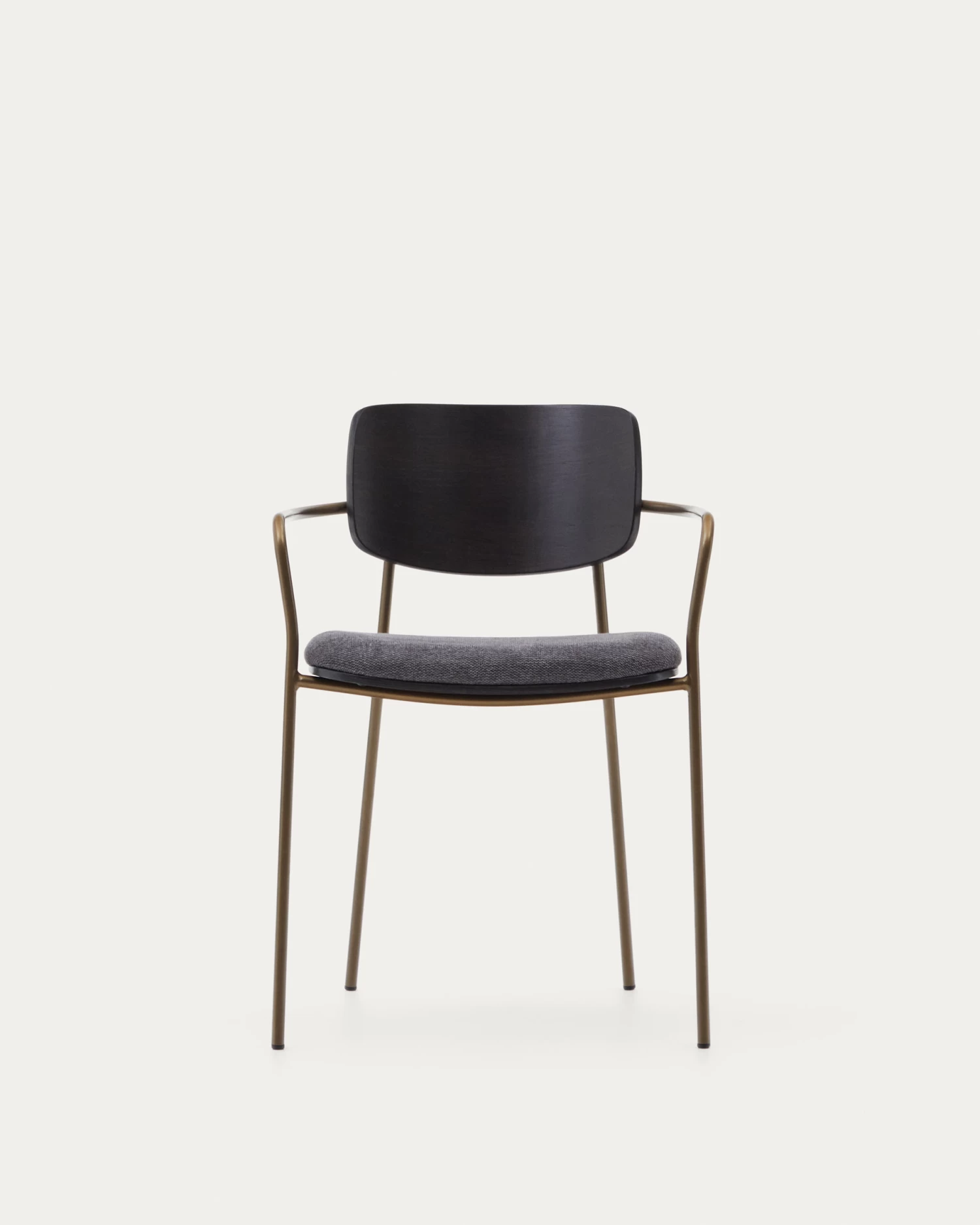 Maureen Stackable Chair With Ash Veneer In Dark Finish And Metal In Brass Finish 10 Maureen Stackable Chair With Ash Veneer In Dark Finish And Metal In Brass Finish - Image 8