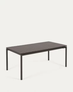 Zaltana Extendable Aluminium Outdoor Table With Matt Dark Grey Finish 180 (240) X 100 Cm | Kave Home