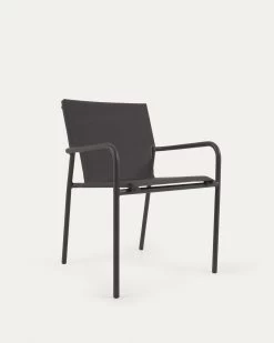Zaltana Stackable Outdoor Chair In Aluminium With A Matt Dark Grey Painted Finish | Kave Home